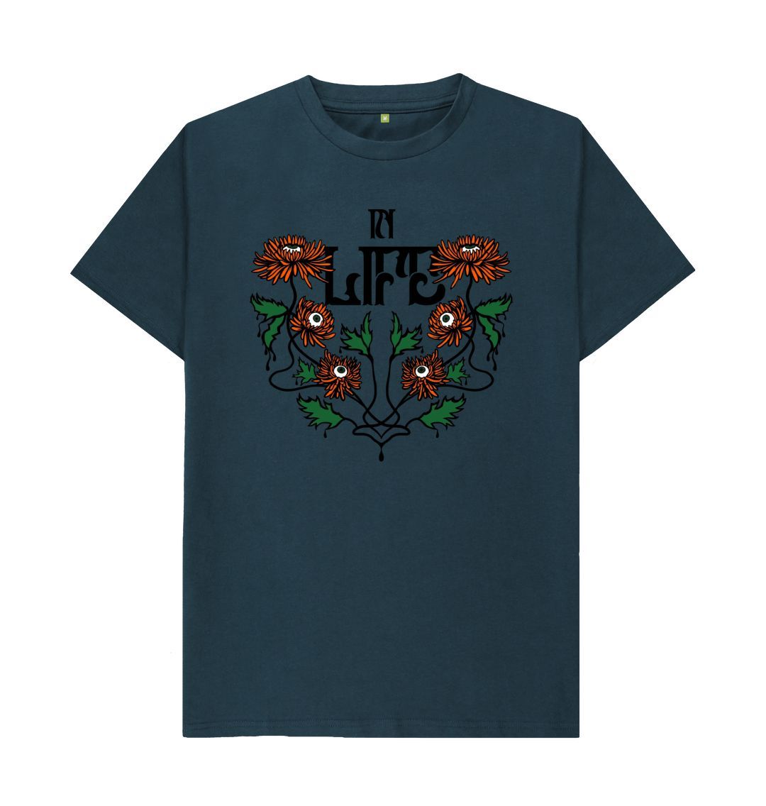 Denim Blue In Life \/ In Death Organic Cotton T-Shirt