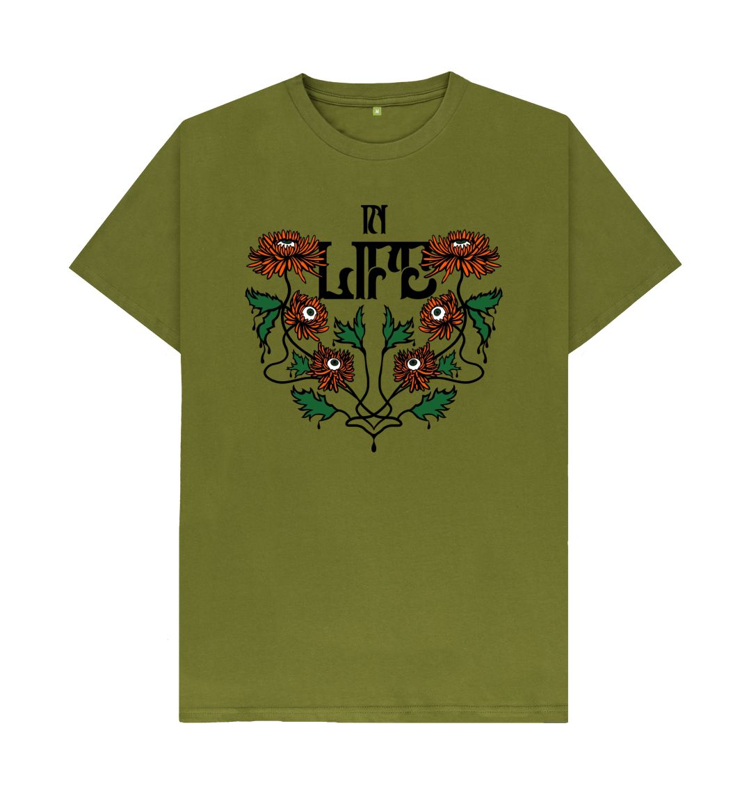 Moss Green In Life \/ In Death Organic Cotton T-Shirt