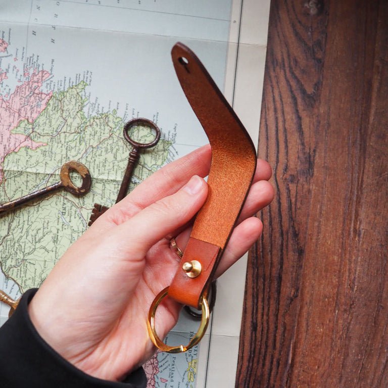 the key ring strap has a post that allows you to release the strap to attach to your belt, bag strap and more