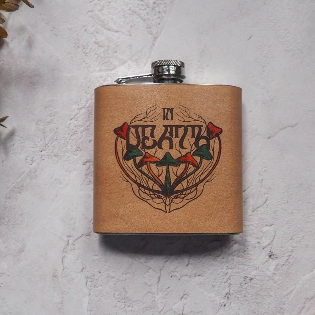 Hand painted psychedelic hip flask, by hord