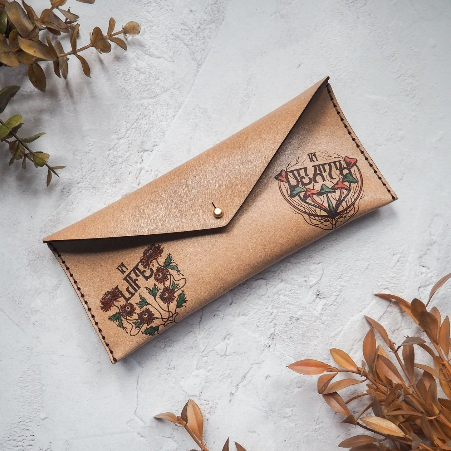 Luxury Leather Clutch - In Life and in Death, by Hord