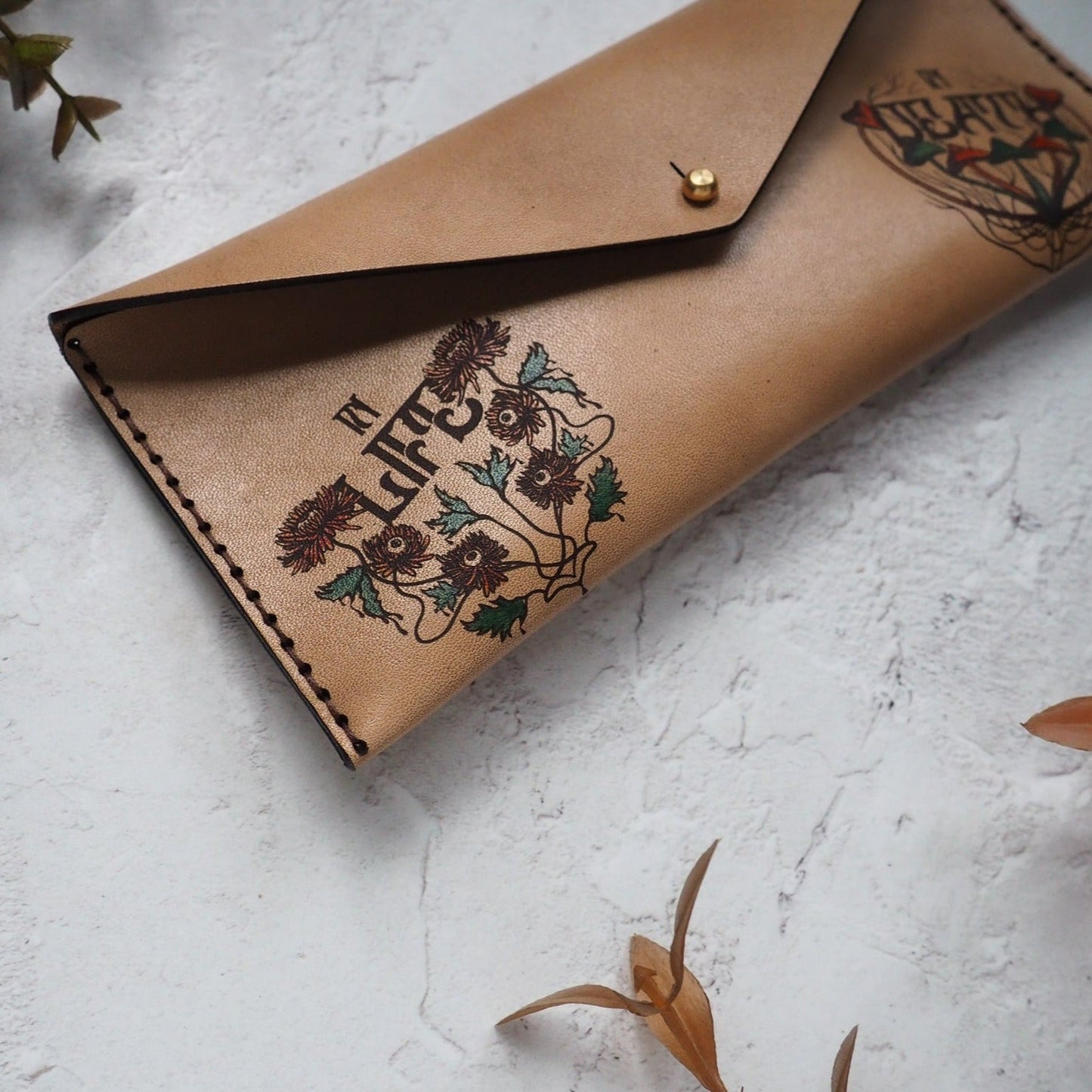 Luxury Leather Clutch - In Life and in Death, by Hord