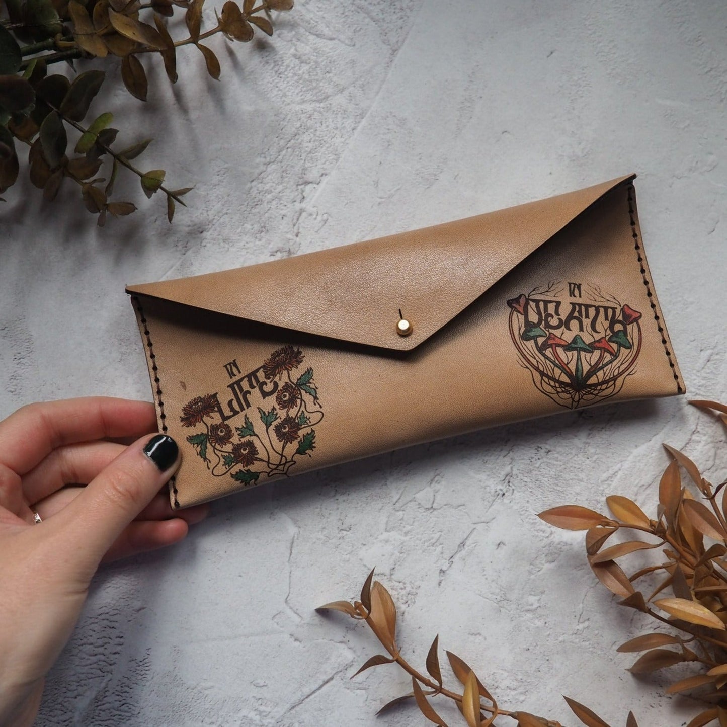Luxury Leather Clutch - In Life and in Death, by Hord