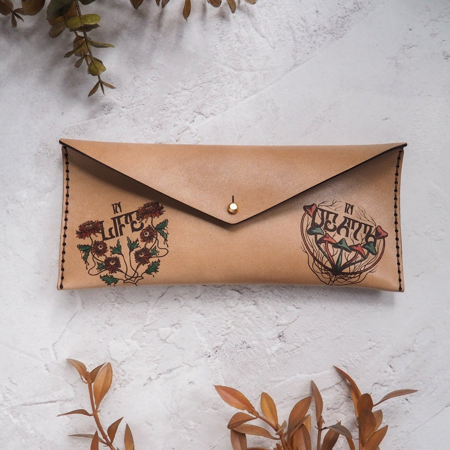 Luxury Leather Clutch - In Life and in Death, by Hord