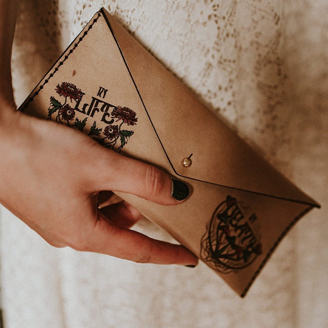 Luxury Leather Clutch - In Life and in Death, by Hord