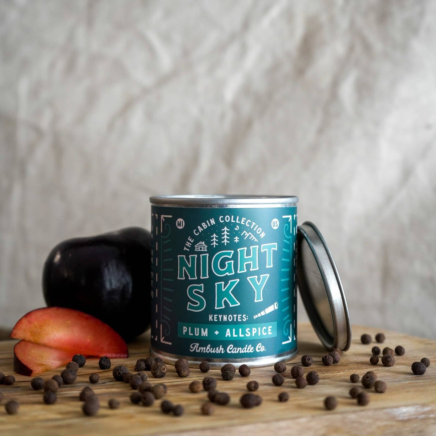 Night Sky Wood Wick Tin Candle