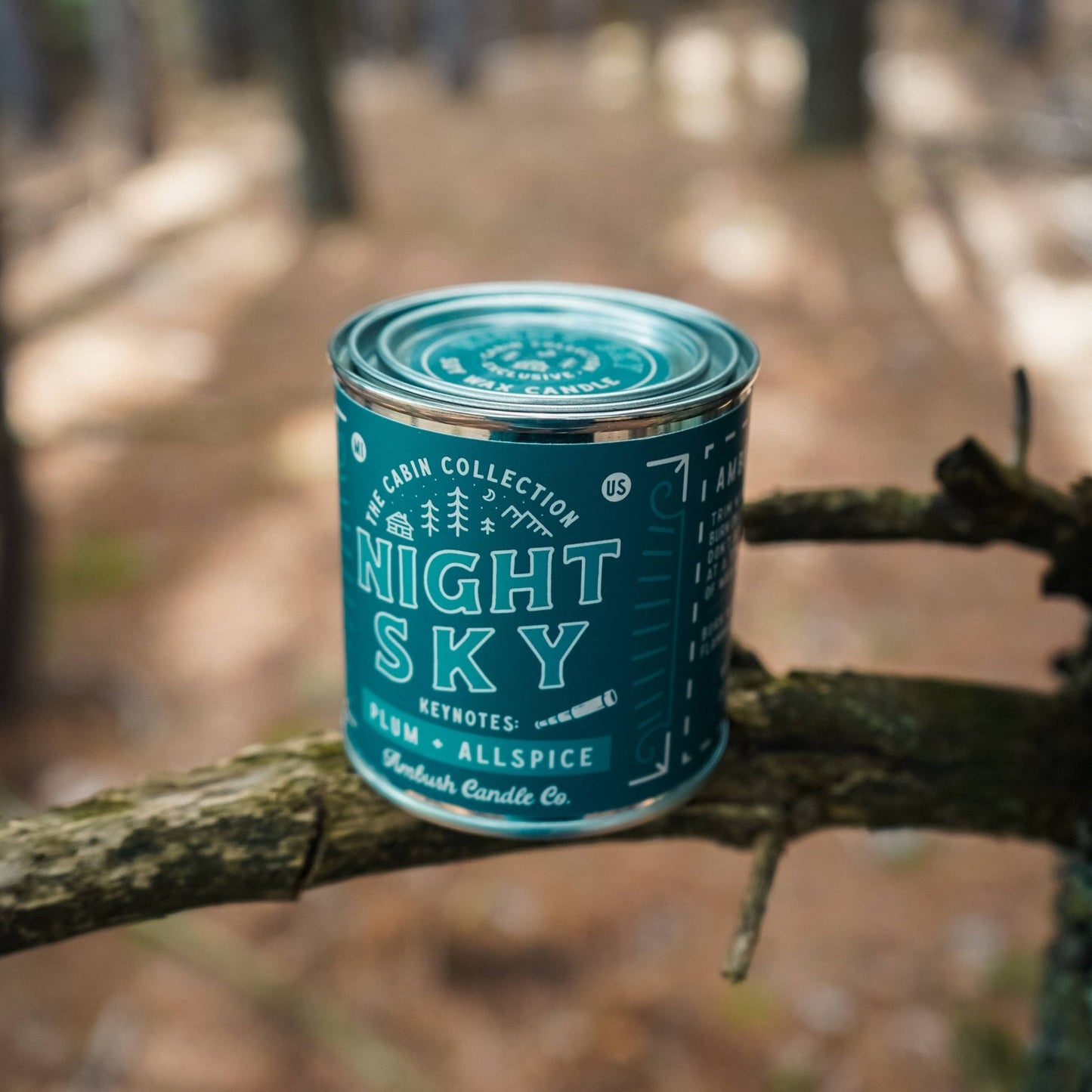 Night Sky Wood Wick Tin Candle - plum and all spice