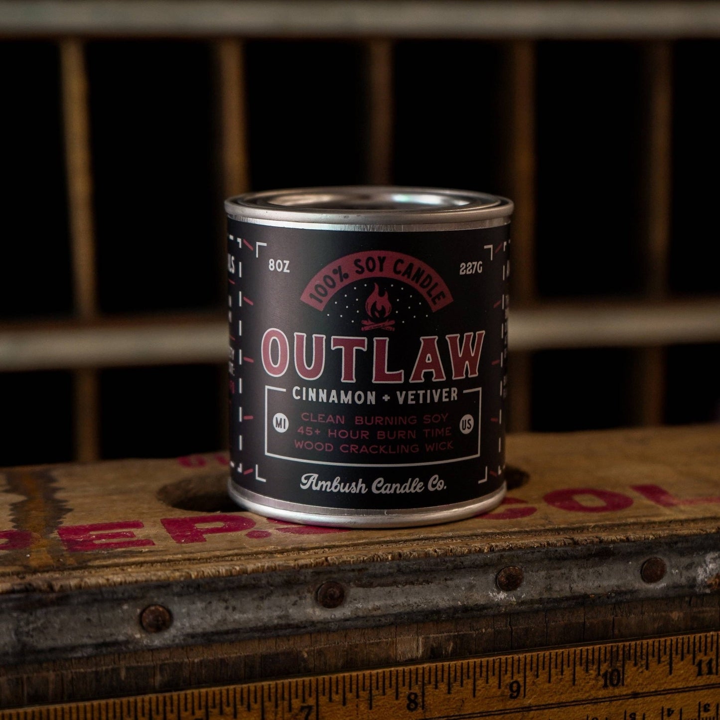 Outlaw Cinnamon and Vetiver wood wick Candle