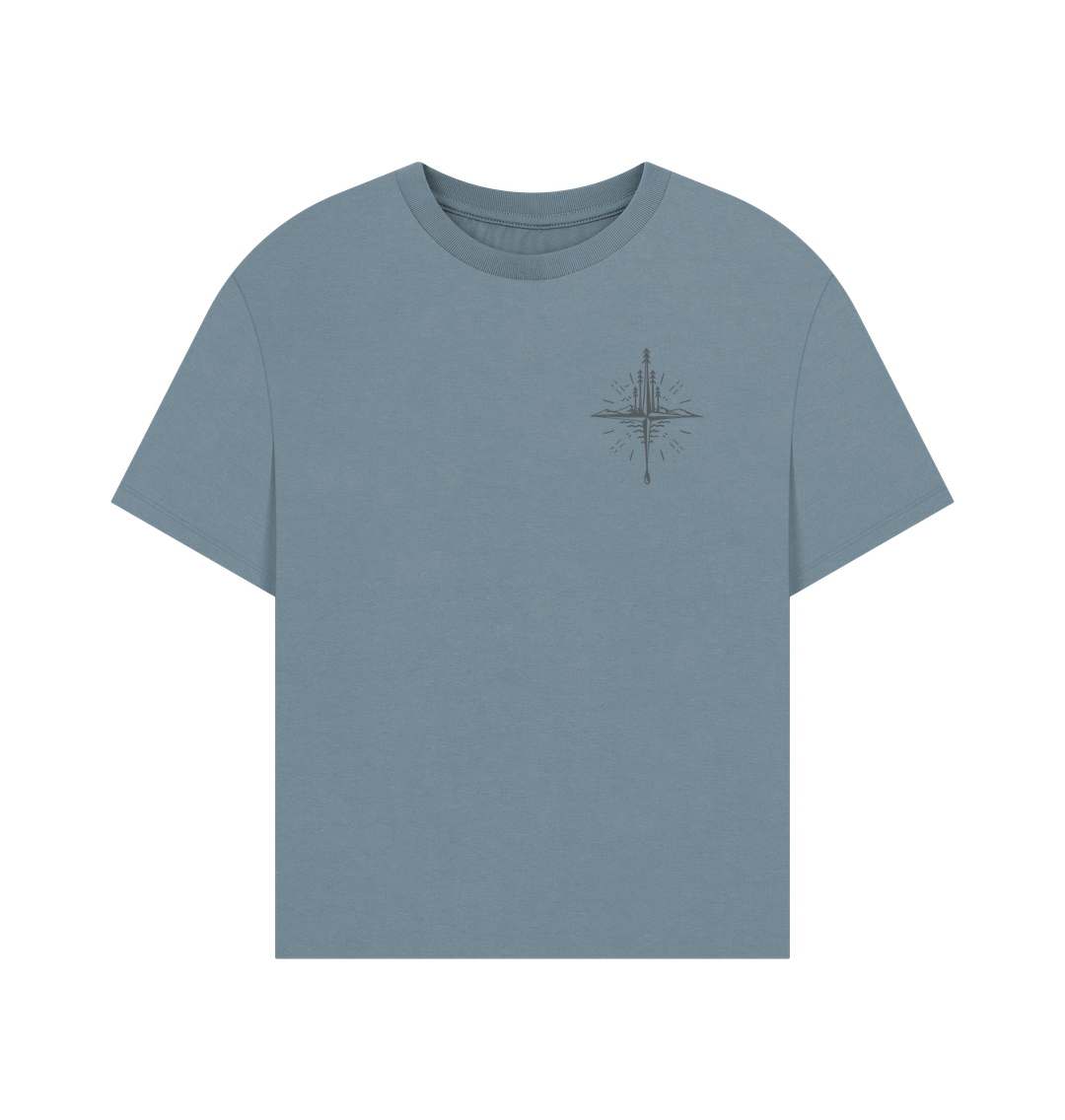 Stone Blue Oversized Compass T-shirt - Women's
