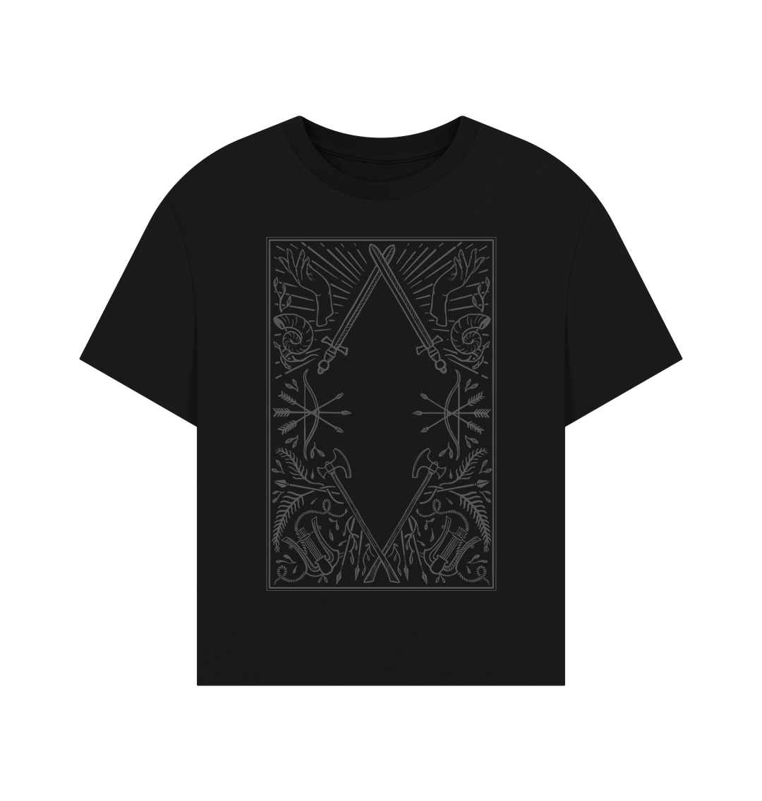 Black Oversized Dungeoneer's T-shirt, Women's