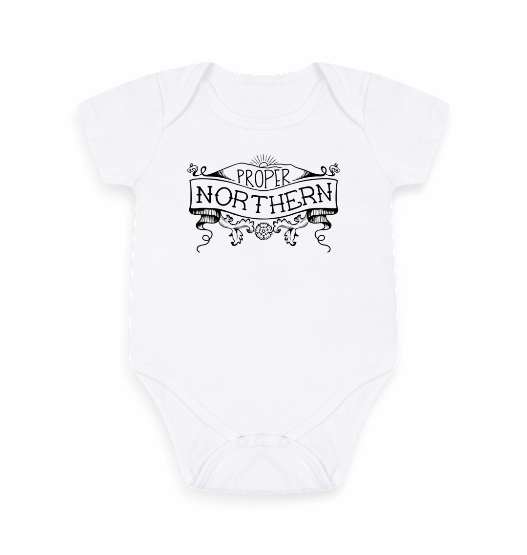 White Printed baby grow