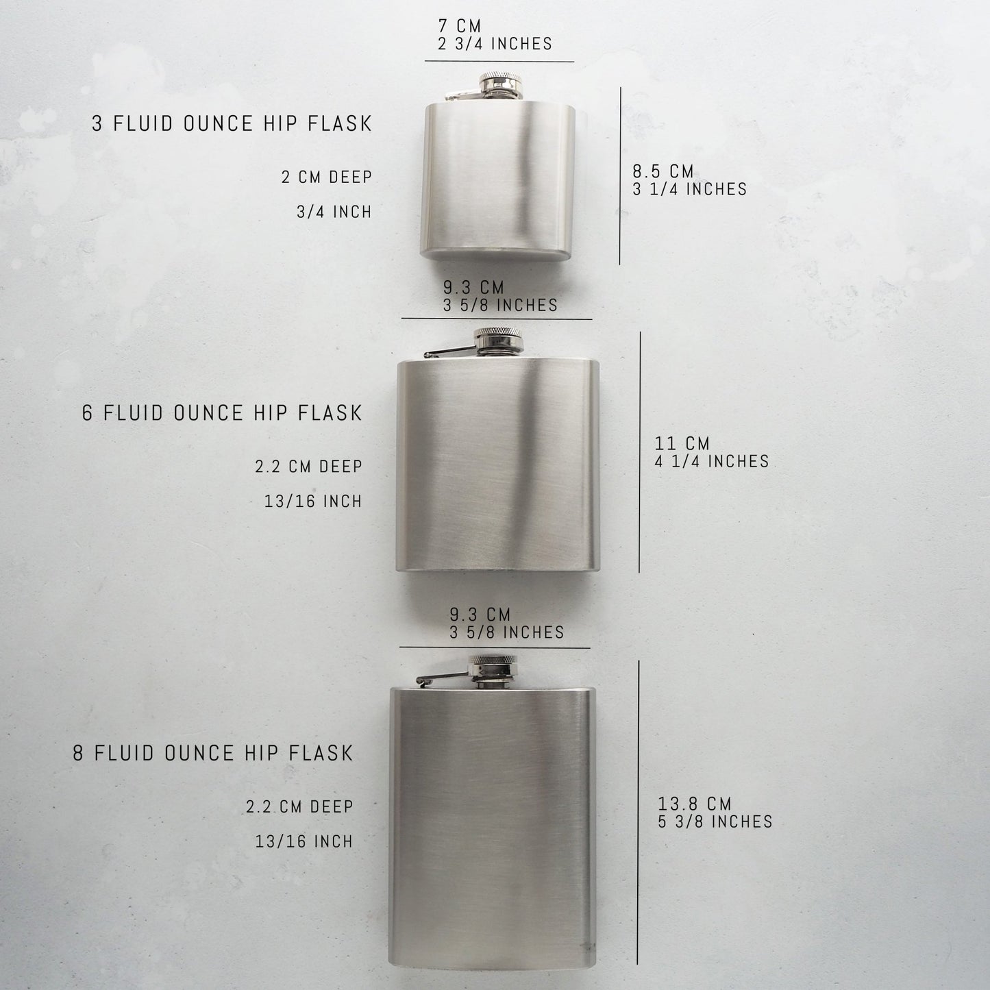a diagram of a flask and flask size guide