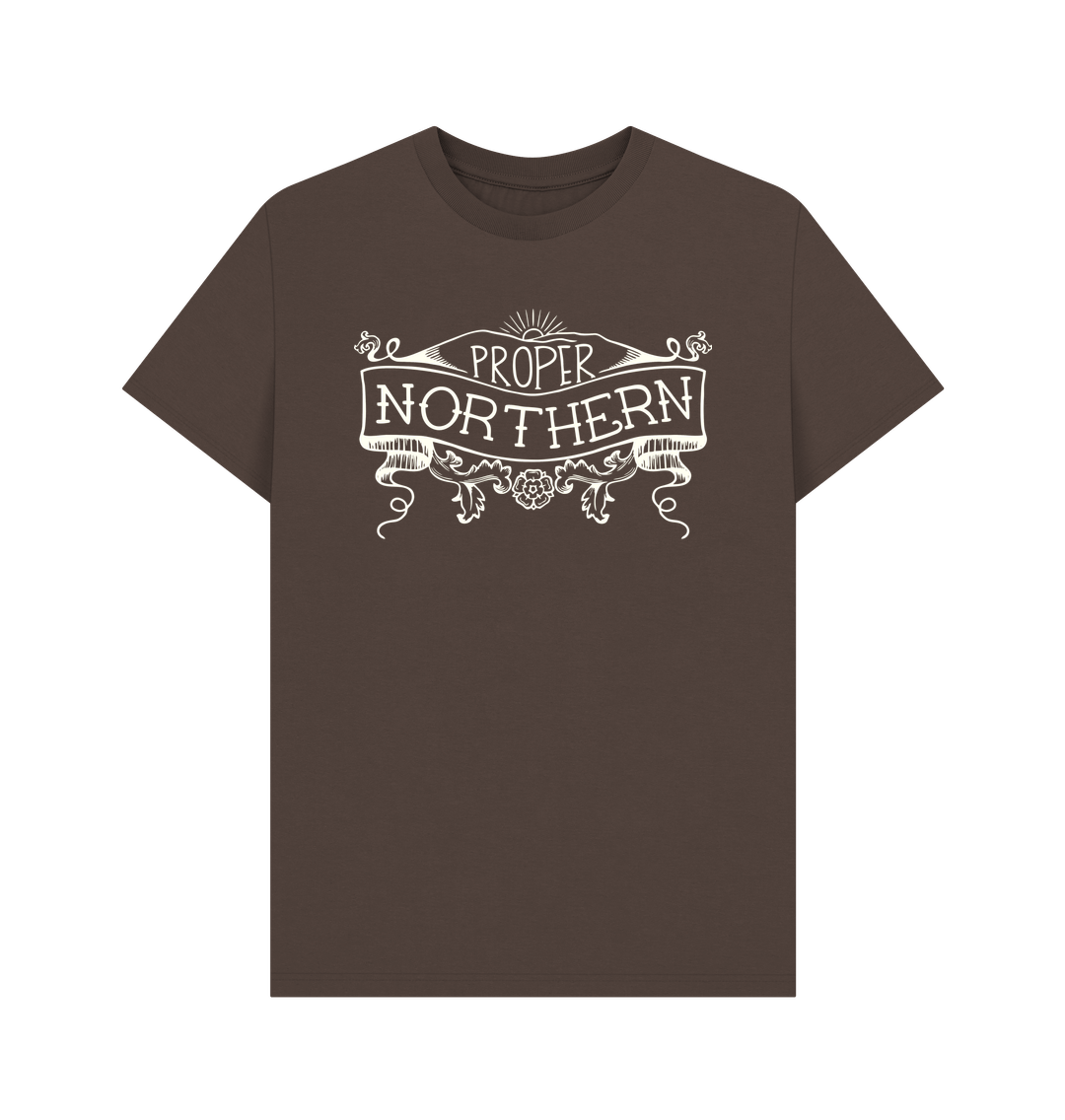 Chocolate Unisex Proper Northern T-shirt - Cream print