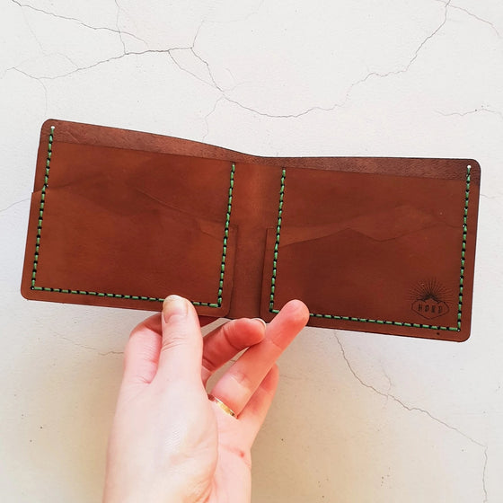 This Custom Topography Full Size Mountain Wallet is bi-foldable.