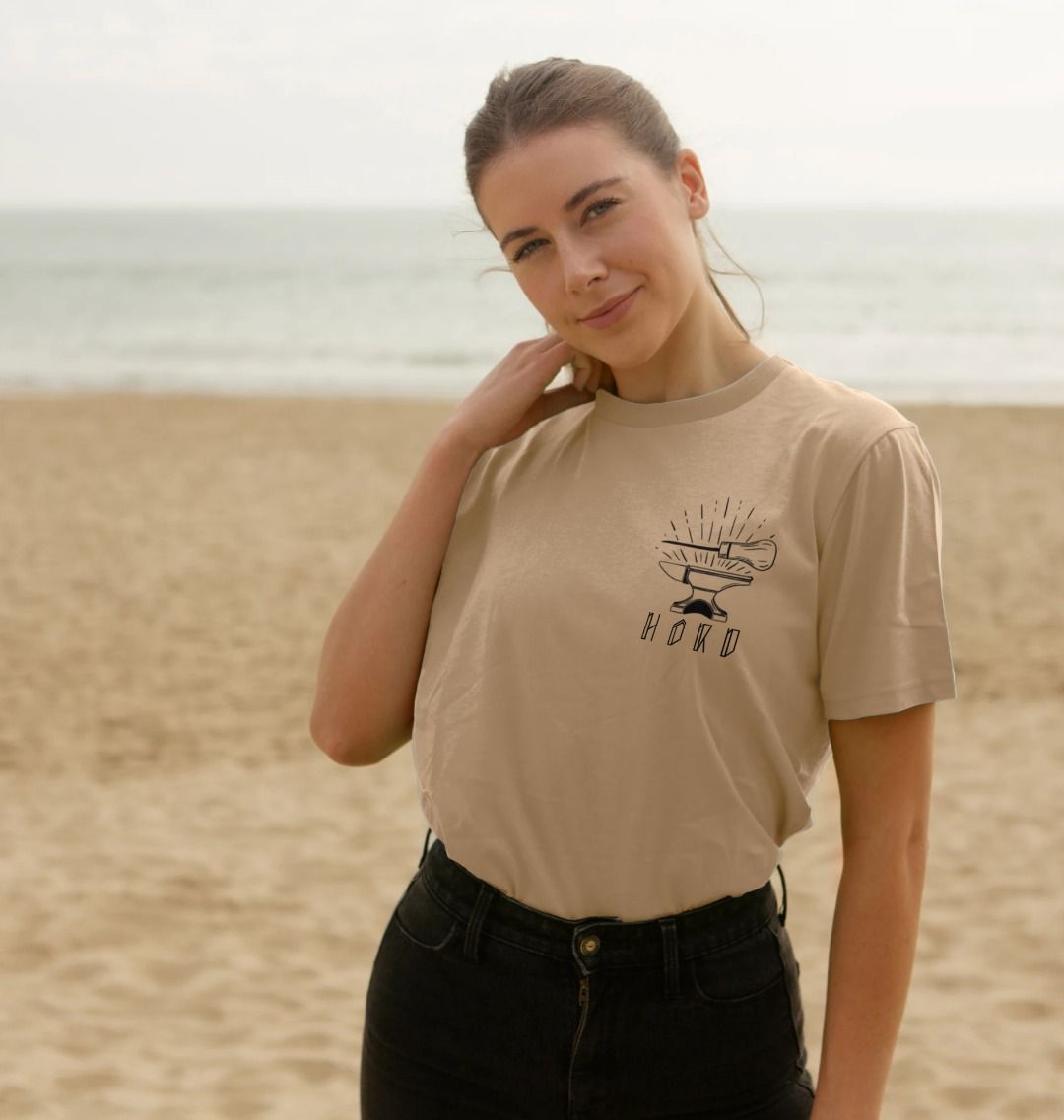 Sand Anvil and Awl, Hord Unisex Sand Tee-Shirt. Craftsman T Shirt By Hord.