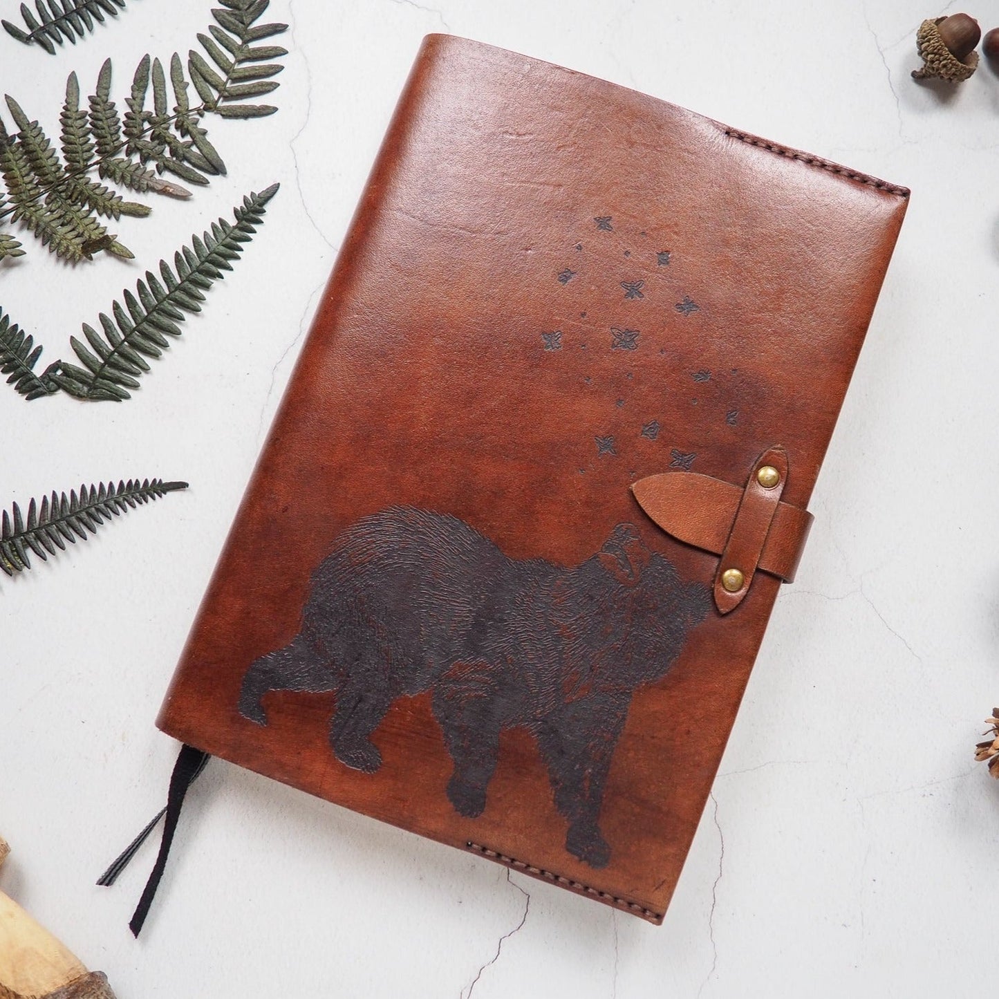 The Bear & Butterfly Engraved Leather Notebook by HÔRD.