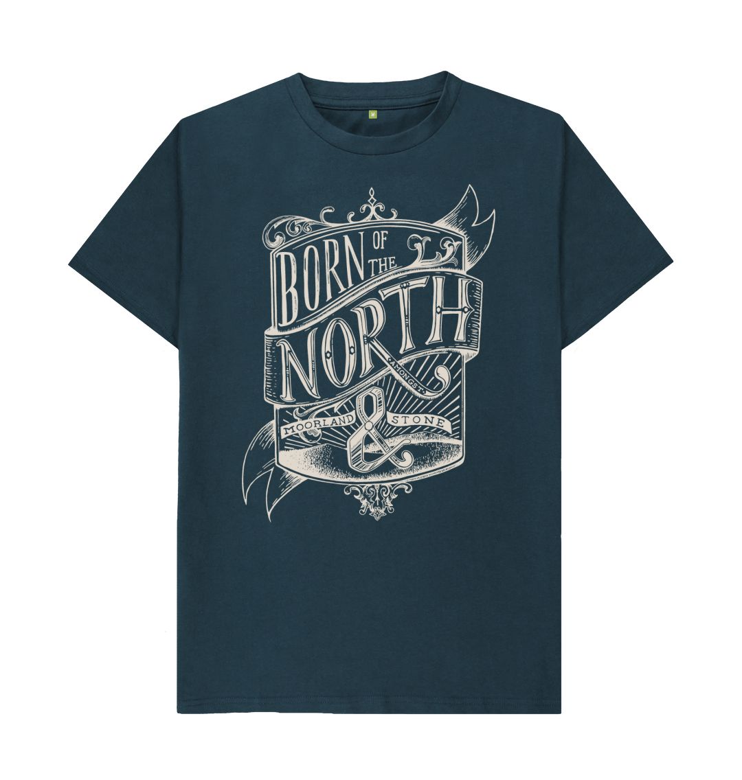 Denim Blue Born of the North, Front Printed, Unisex T-Shirt. The Northern T Shirt By Hord.