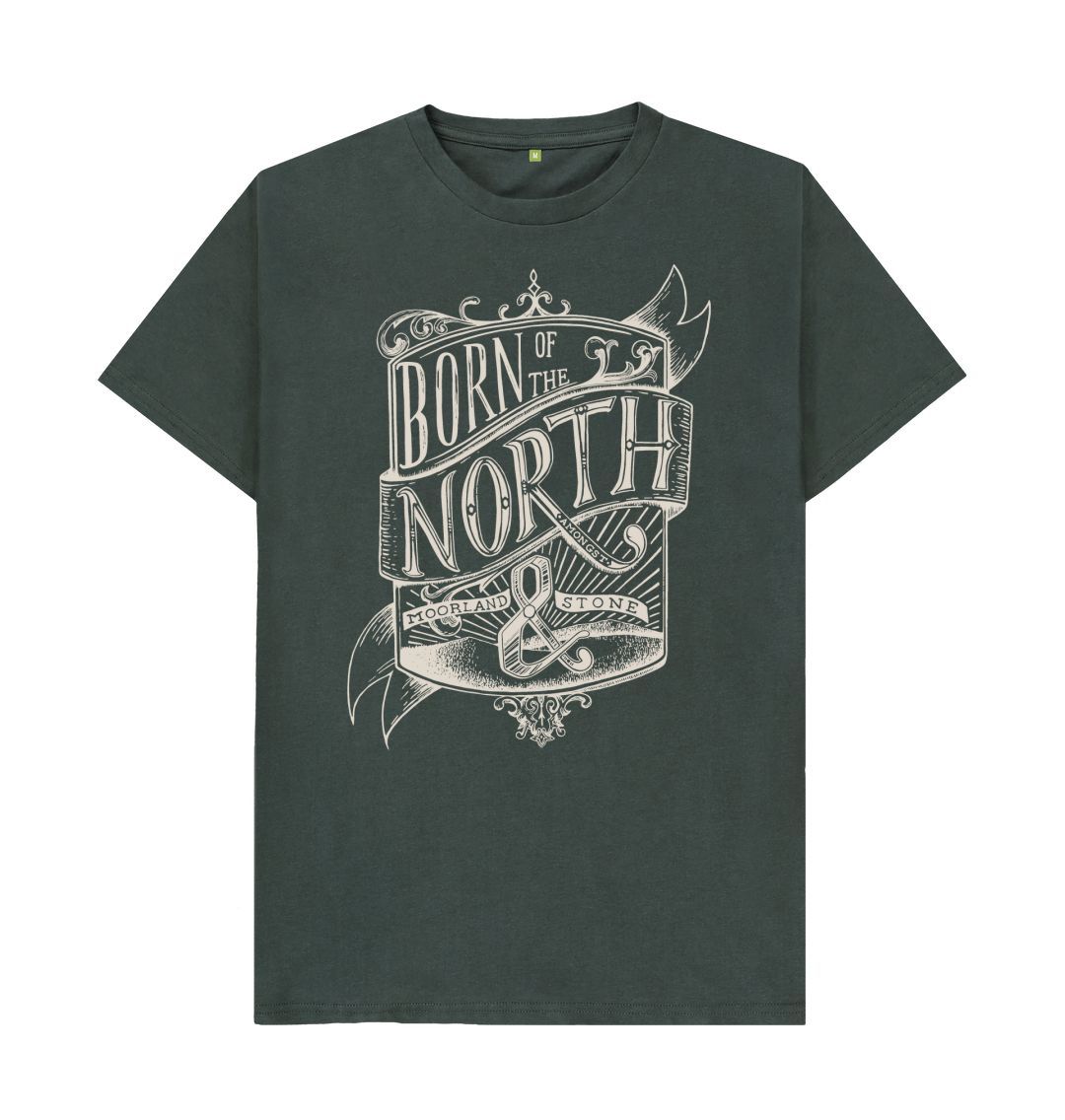 Dark Grey Born of the North, Front Printed, Unisex T-Shirt. By Hord. The Northern T Shirt