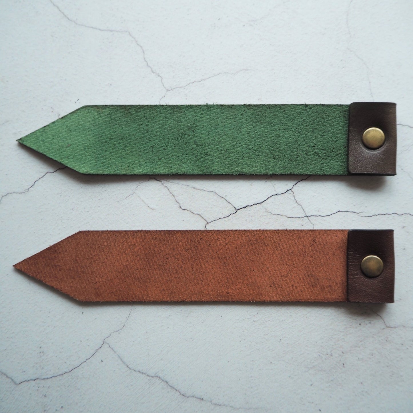 Posterior view of the Custom Leather Bookmark.