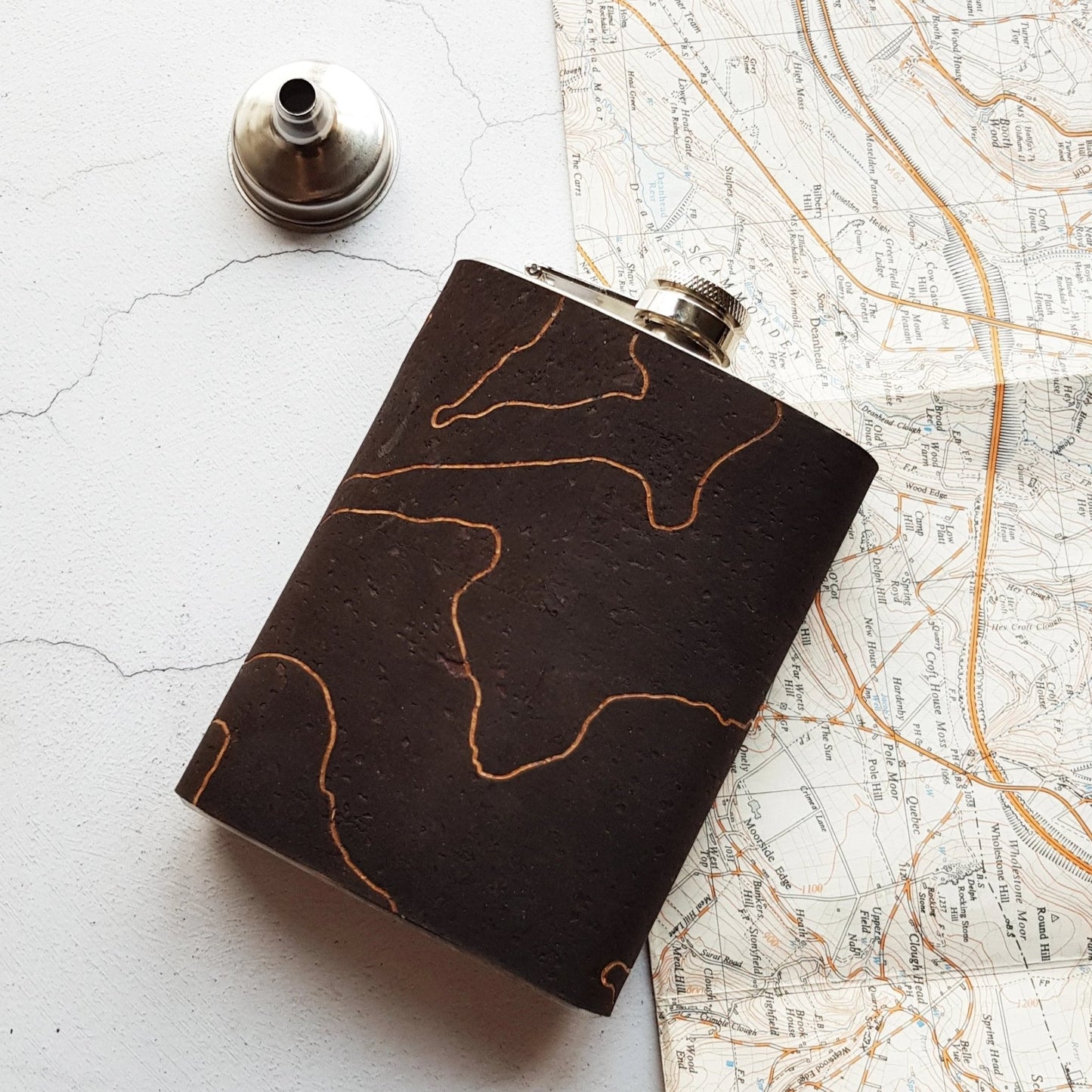 Custom Topographic Flask in Cork, a bespoke flask from Hord.