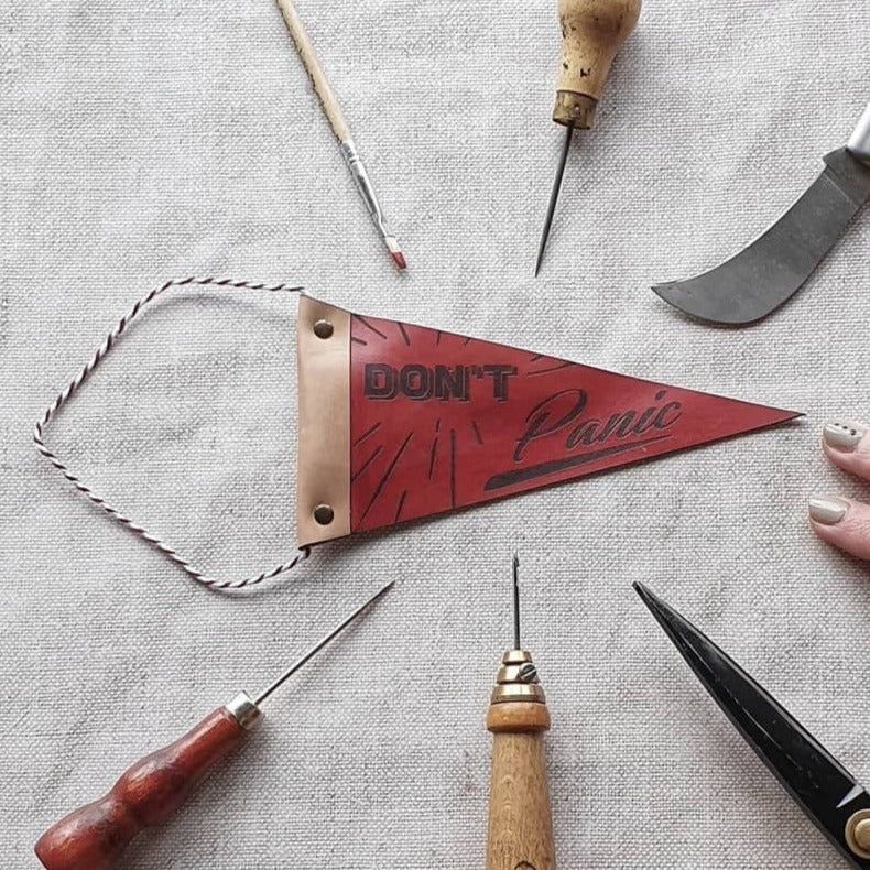Don't Panic Leather Pennant, a positive home decor from HORD.