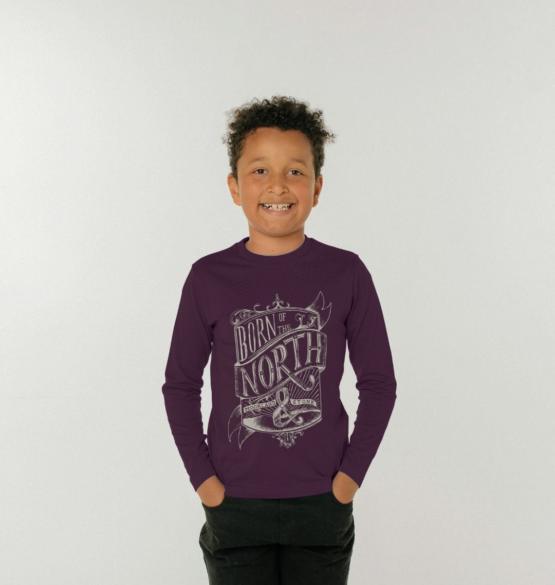 Kids Born of the North Long Sleeve, a boys long sleeve shirt in Purple from Hord.