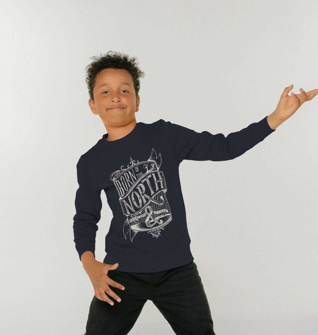 Kids Born of the North Sweater in Navy blue, a children's sweater from Hord.