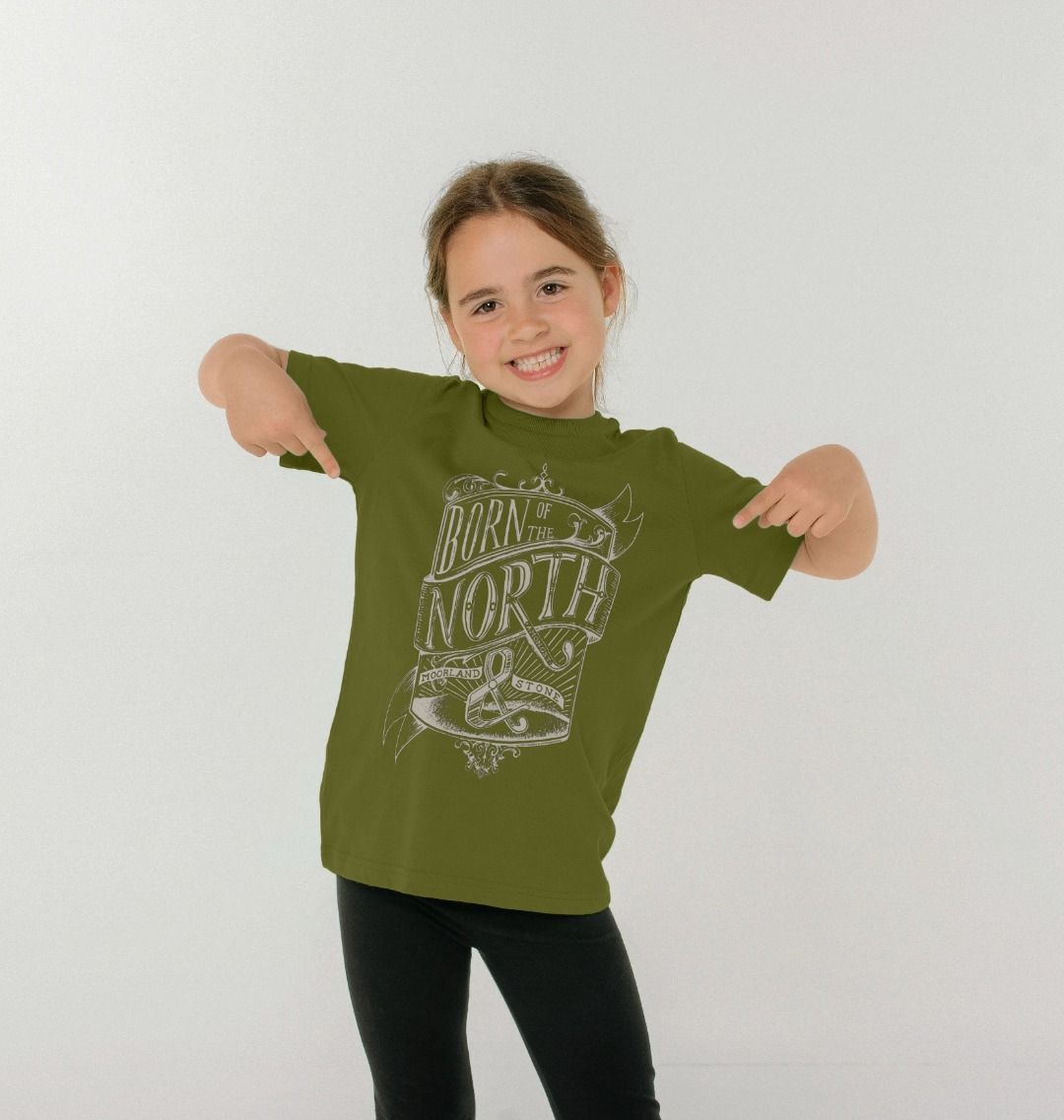 Kids Born of the North T-Shirt in denim blue, a children's tee from Hord.