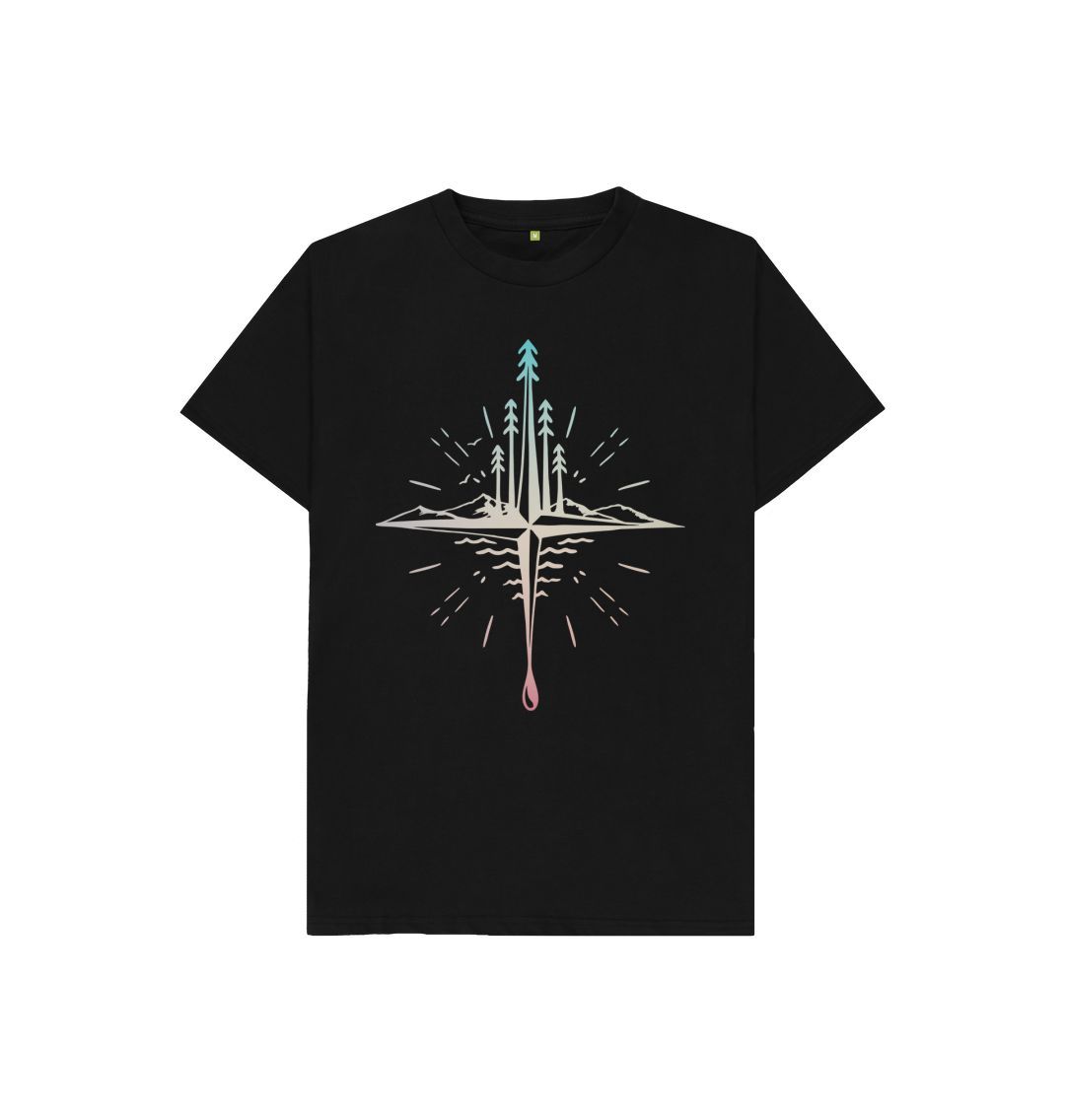 Black Kids Compass T-Shirt, an organic kids clothes selection from Hord.
