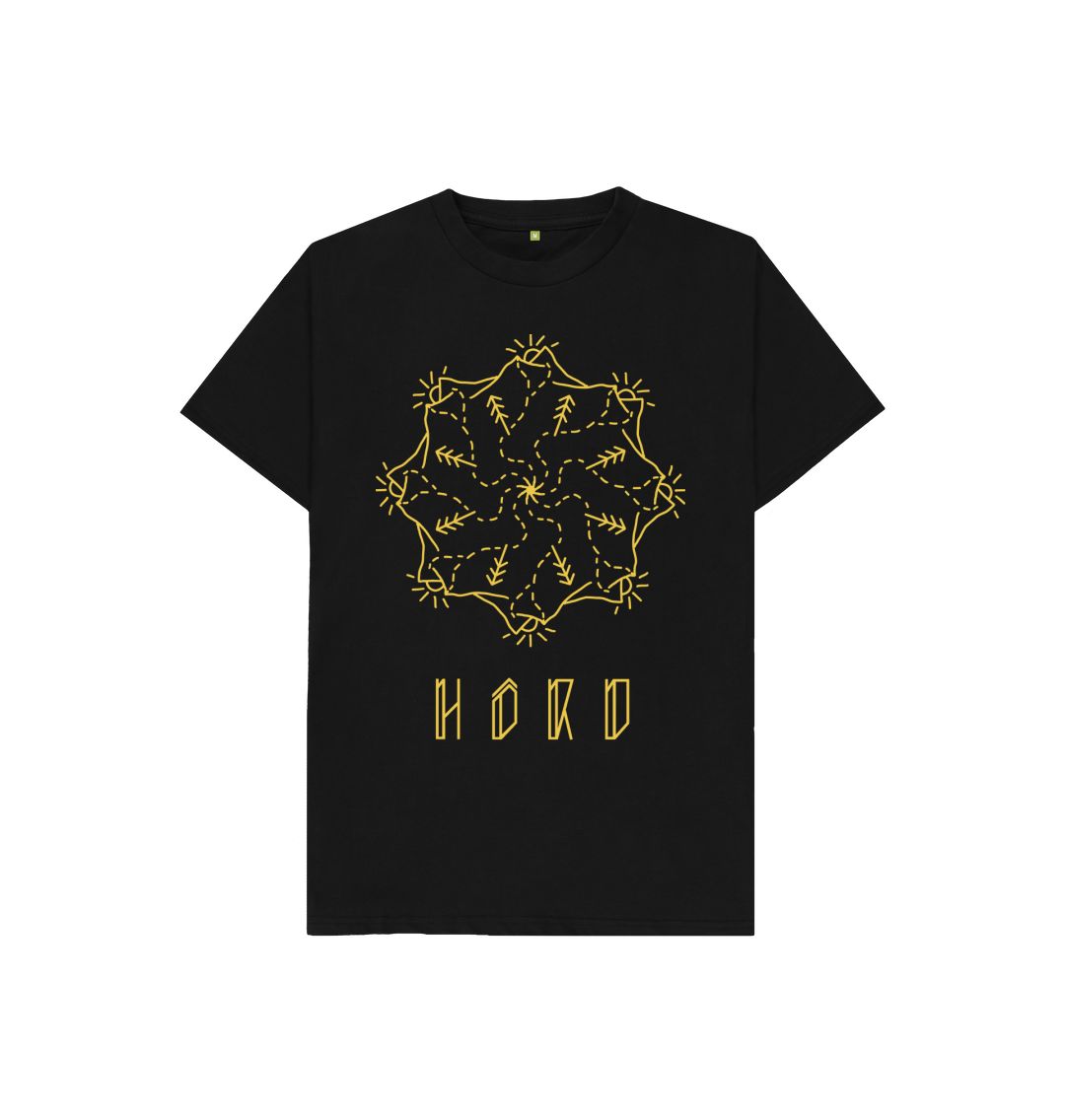 Kids Mountain Mandala T-Shirt in black, a sustainable kids clothing from Hord.