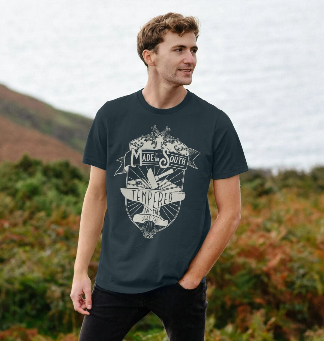 Denim Blue 'Made of the South, Tempered in the North' Denim Blue Unisex T-shirt. The Southern T Shirt By Hord.