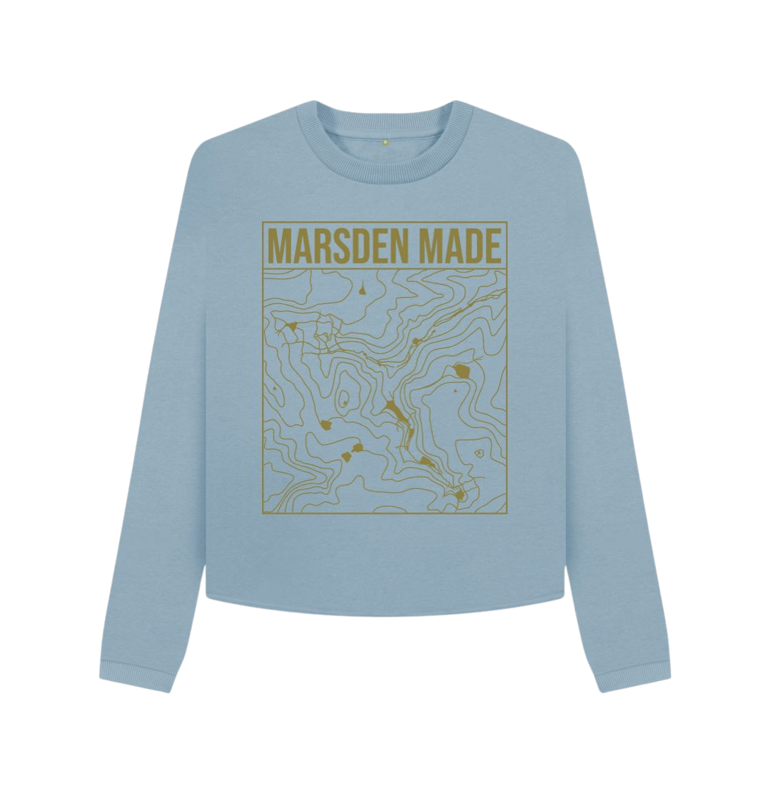 Marsden Made Womens Boxy Jumper in stone blue.
