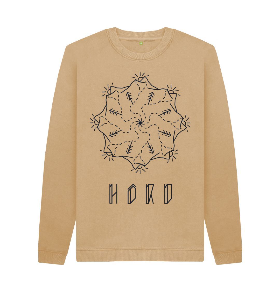 Mountain Mandala Sweater, Unisex in sand.