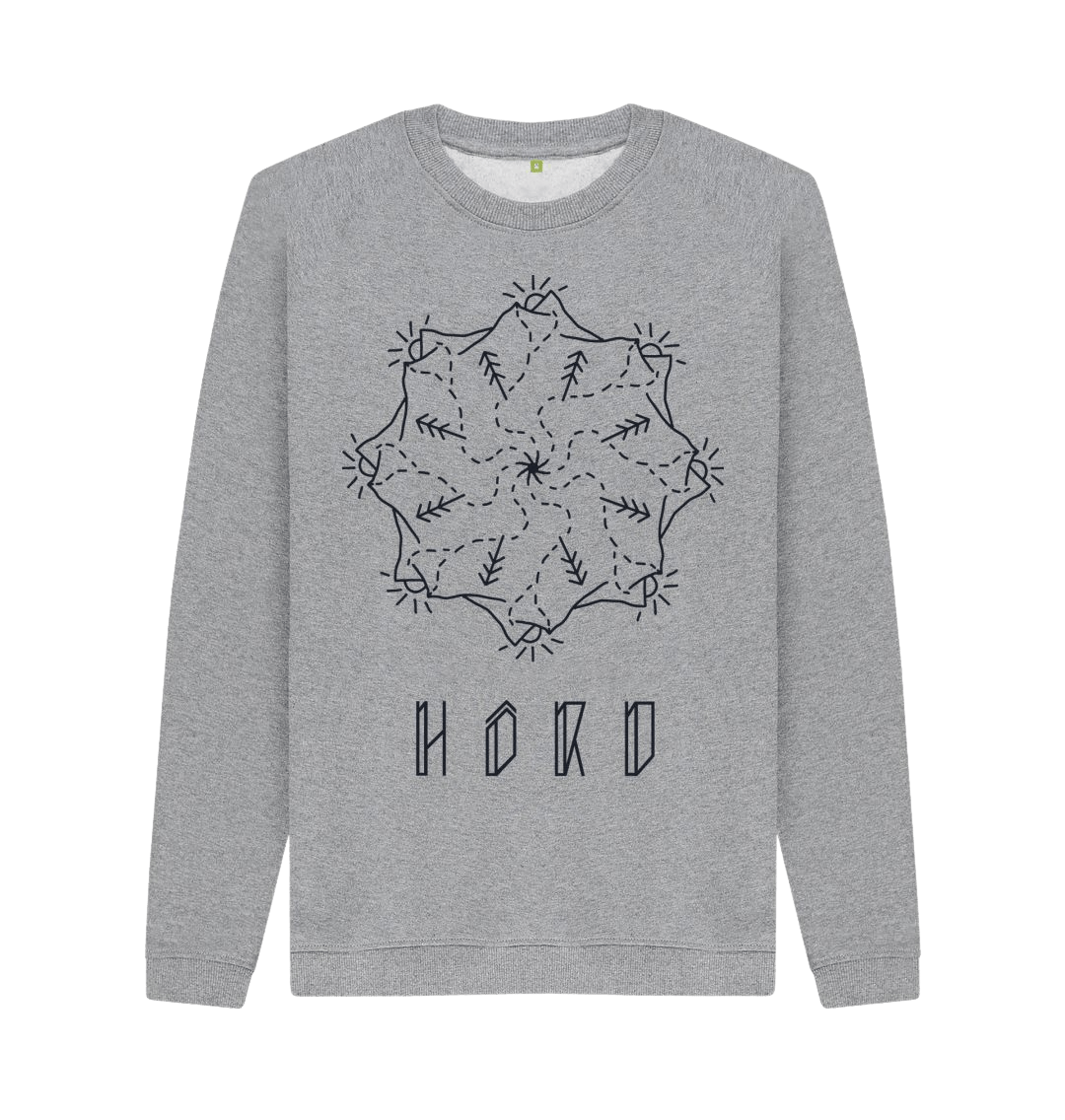 Mountain Mandala Sweater, Unisex in light heather.