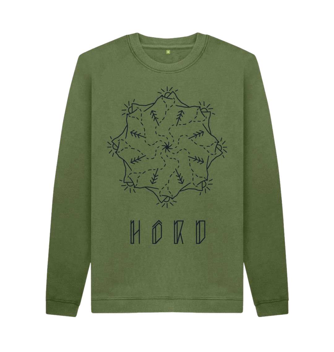 Mountain Mandala Sweater, Unisex in khaki.