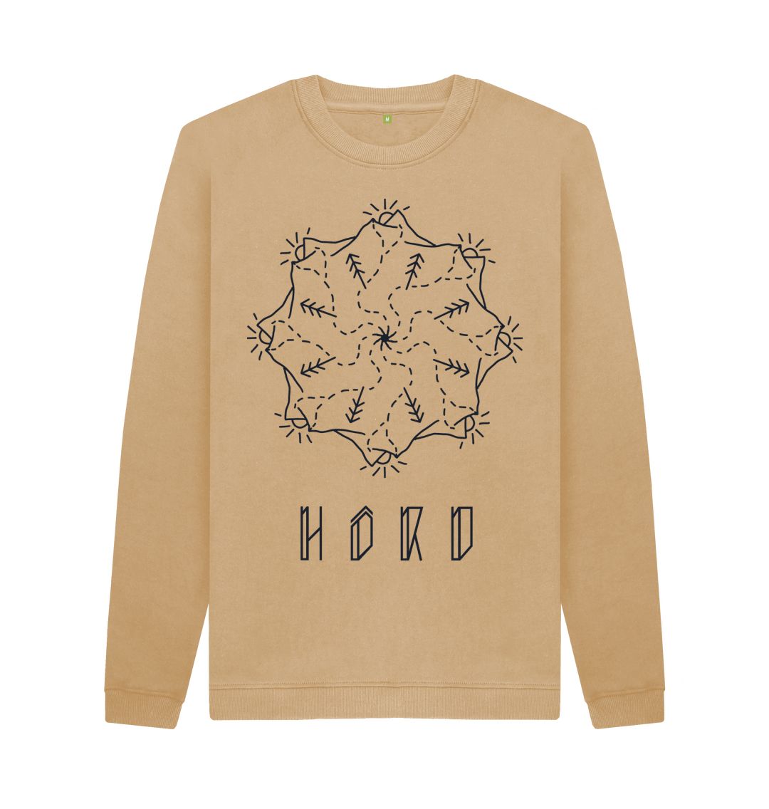 Mountain Mandala Sweater, Unisex in sand.