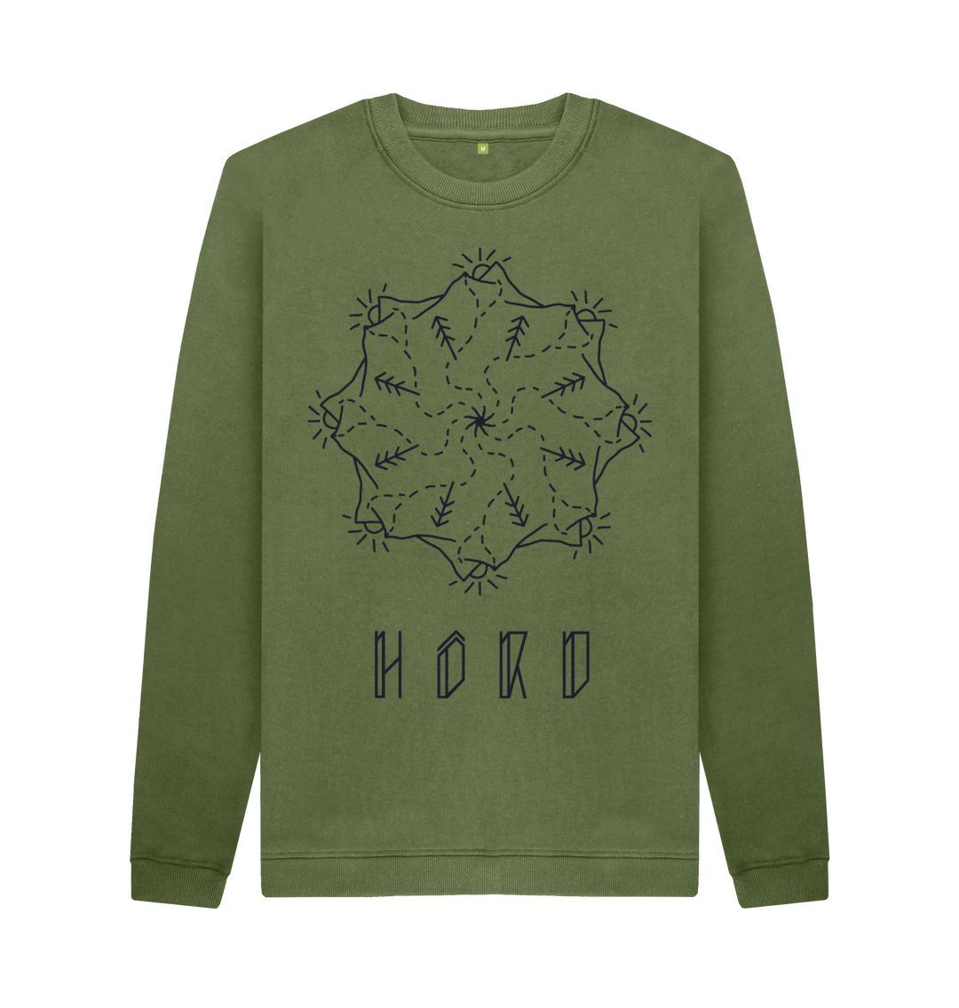 Mountain Mandala Sweater, Unisex in khaki.