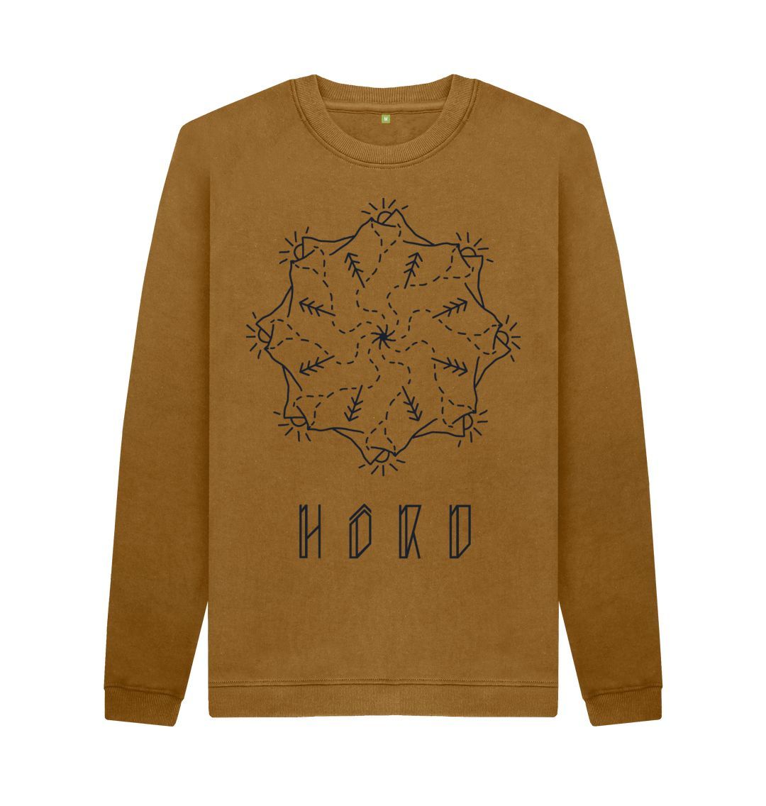 Mountain Mandala Sweater, Unisex in brown.