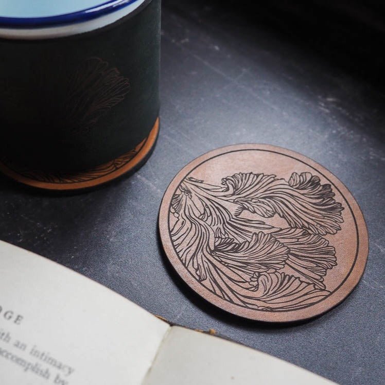 Mushroom Gill Leather Coasters - REPOSE : Studies in Nature