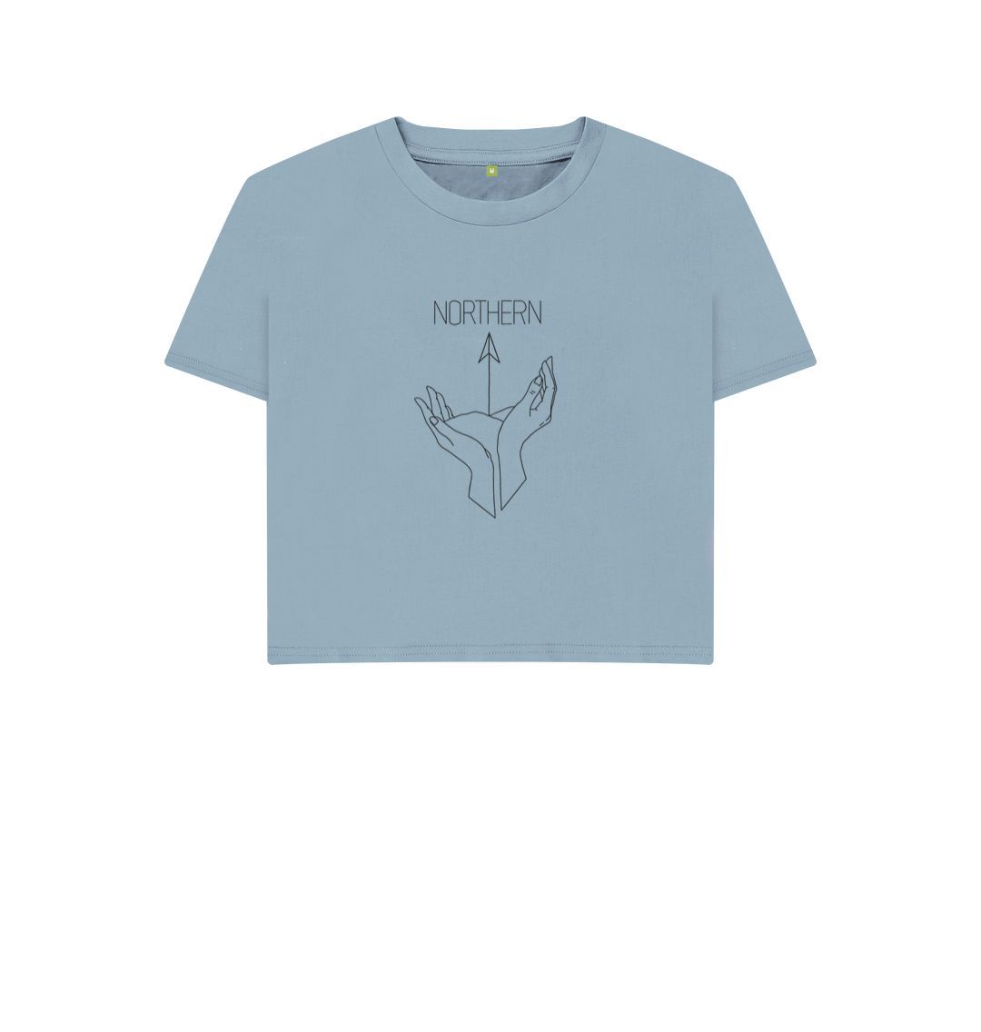 Northern Boxy Womens Boxy T Shirt in stone blue