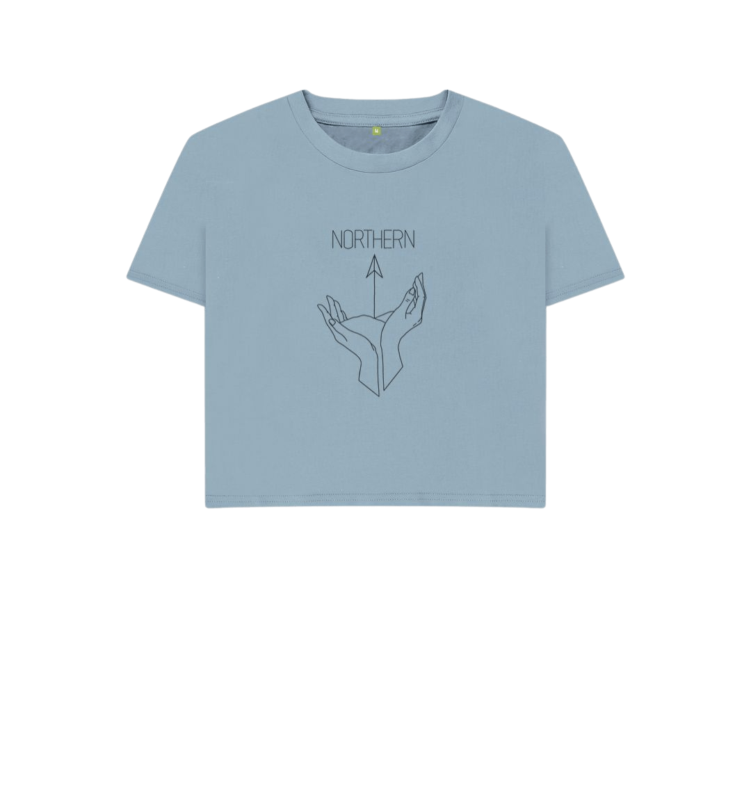 Northern Boxy Womens Boxy T Shirt in stone blue