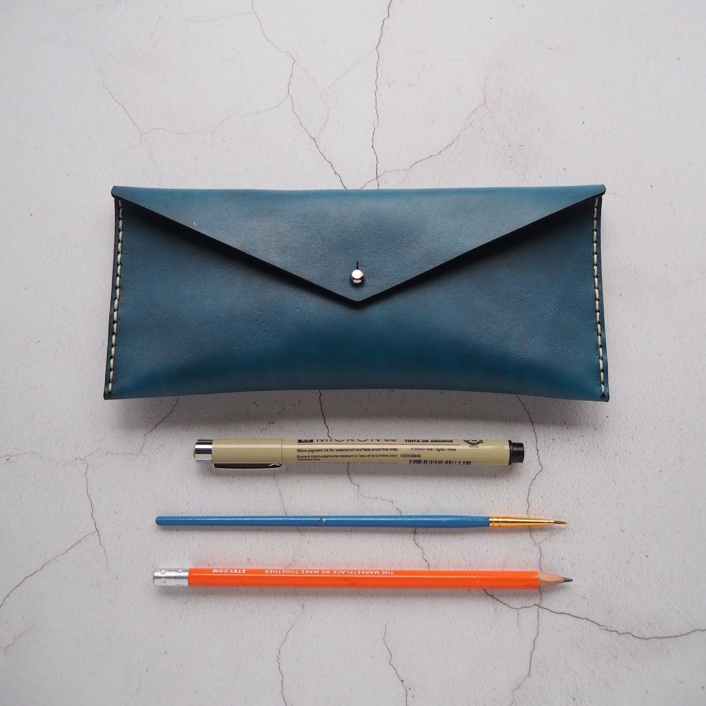 The Dyed Leather Pencil Case, a personalised leather pencil case from Hôrd.