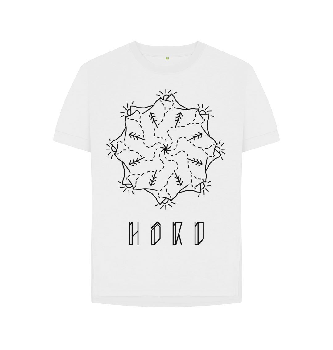 Relaxed fit Mountain Mandala womens T-shirt, a white mandala tee from Hord.