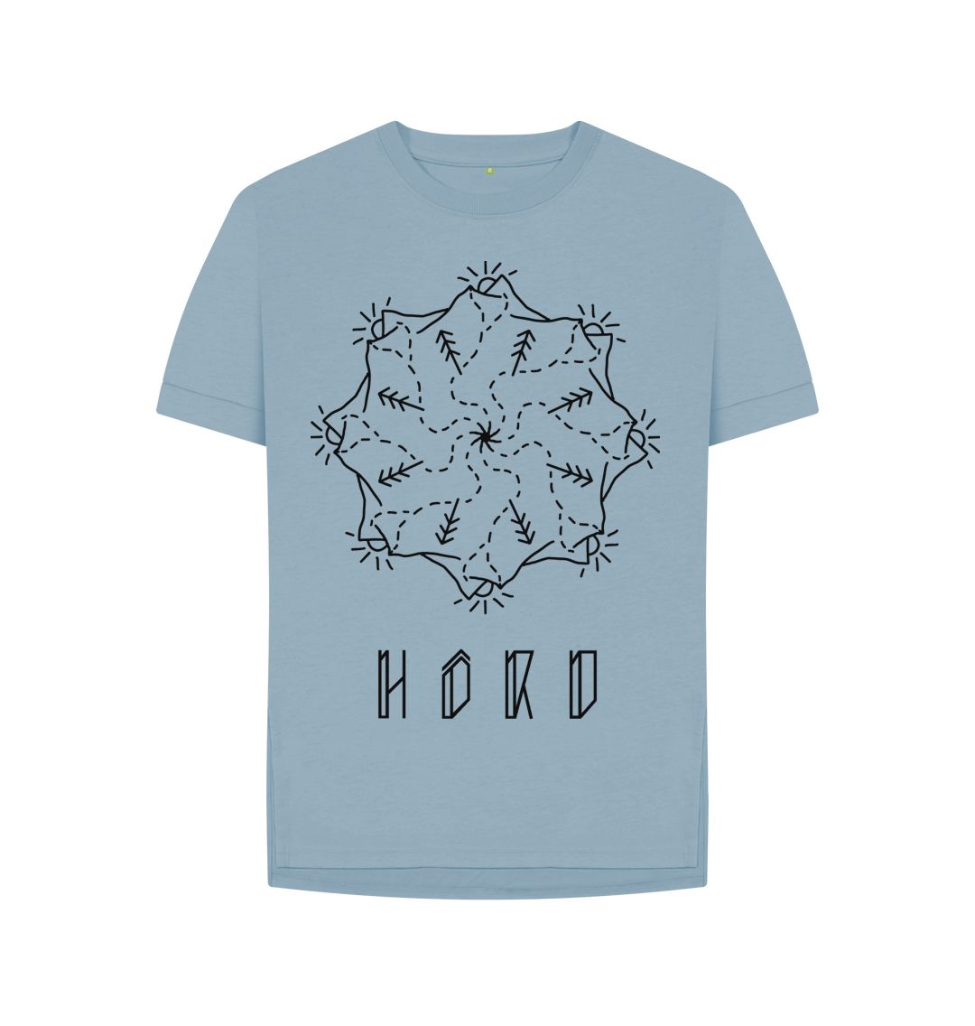 Relaxed fit Mountain Mandala womens T-shirt, a stone blue mandala tee from Hord.