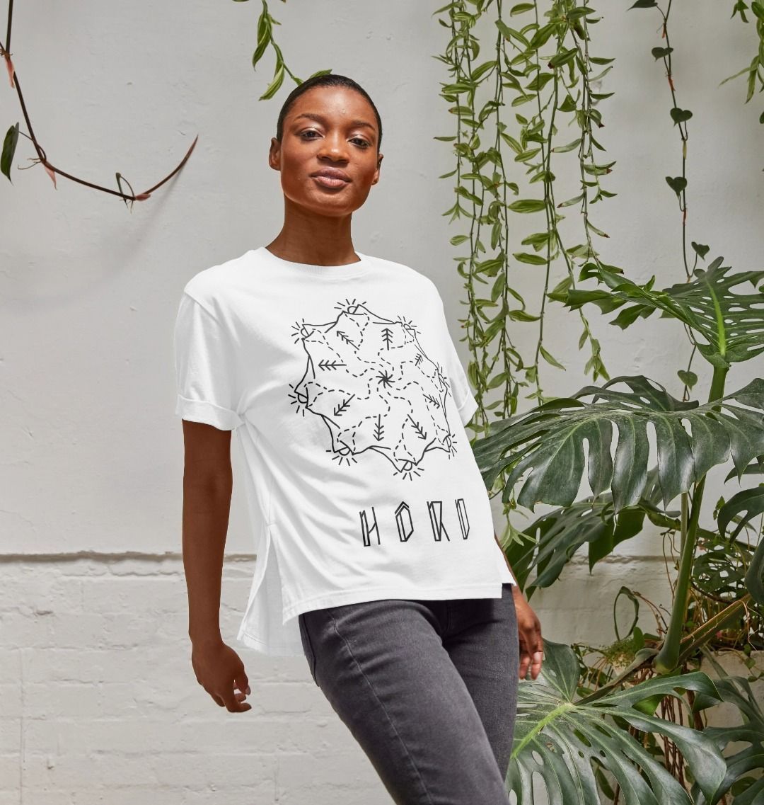 Relaxed fit Mountain Mandala womens T-shirt, a white mandala tee from Hord.