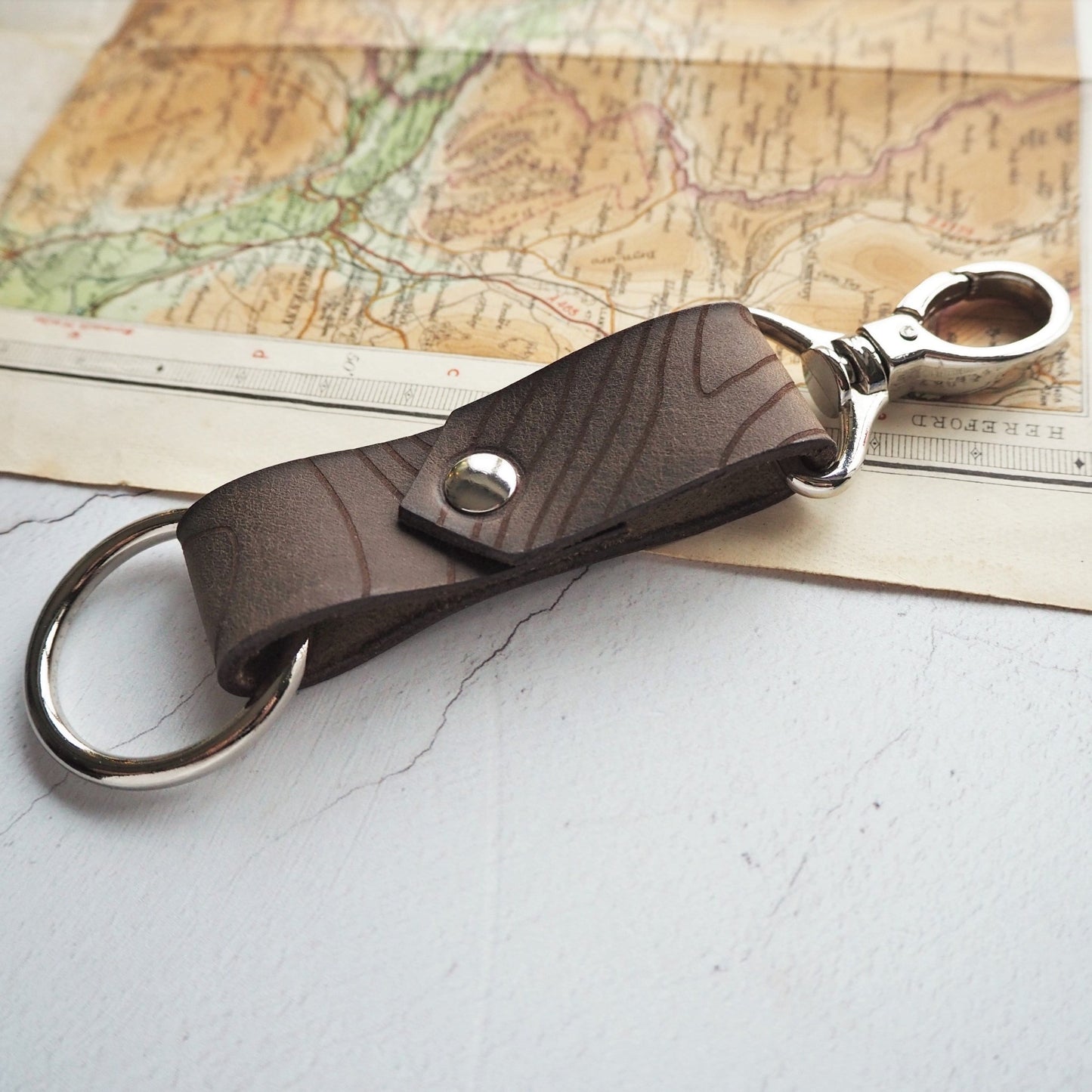 This luxury leather key ring is engraved with the contour lines of Ben Nevis, making the perfect gift for the hiker in your life.