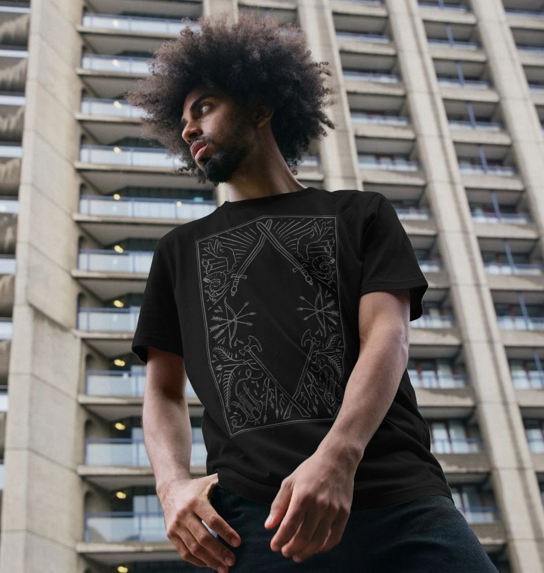 The dungeons and dragons t shirt in black colour styled by an individual.