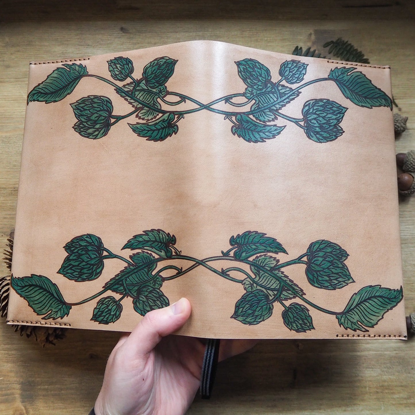 Full view of the Hop Vine Leather Journal Cover by HÔRD.