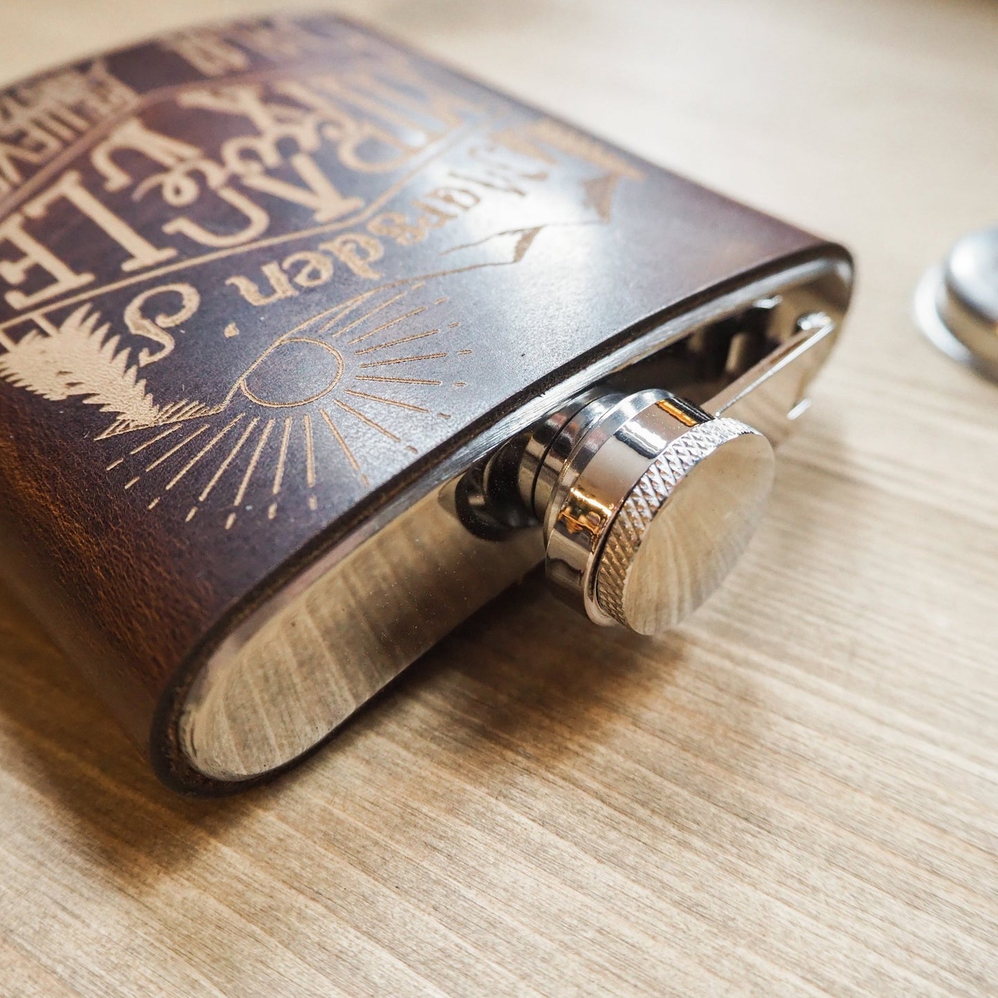 The Miracle Cure Luxury Flask has been crafted using luxurious leather.