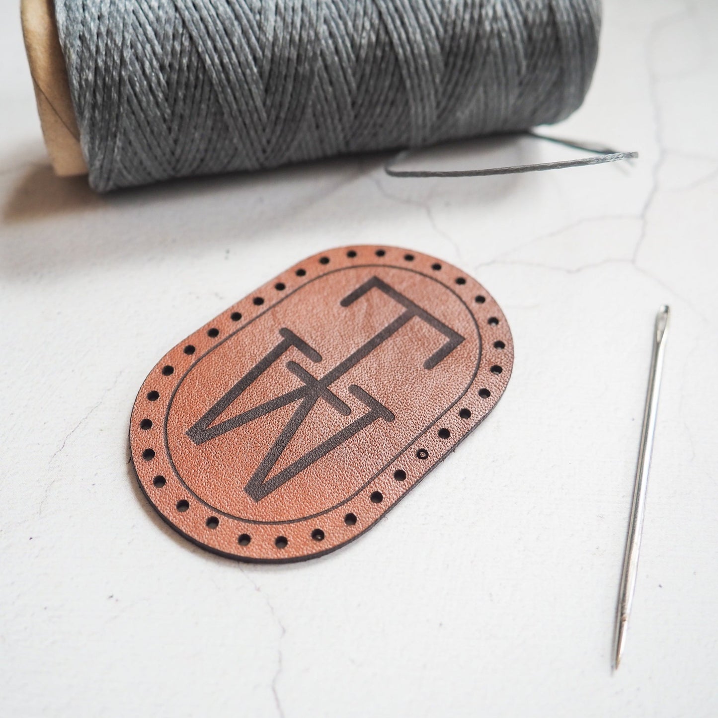 Closer look at the engraving on the mongrammed patch from Hord.
